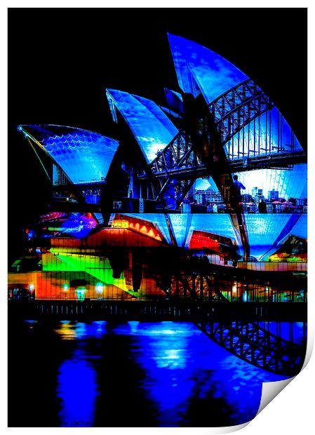 Others Opera House & Bridge Sydney Harbour Print by peter tachauer