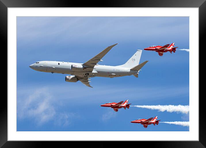 Red Arrows and P8 Poseidon Framed Mounted Print by J Biggadike