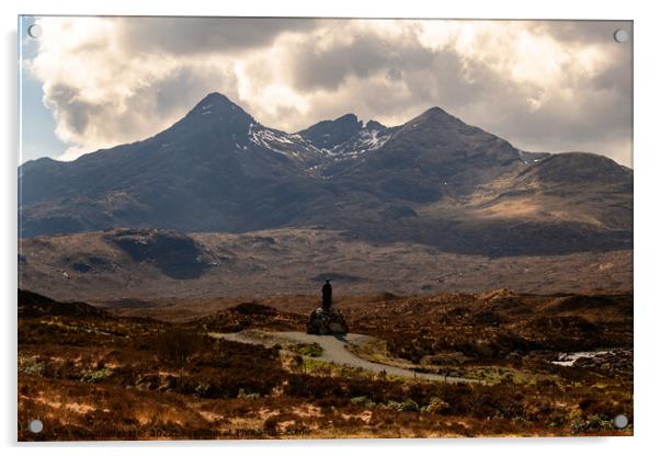 The Black Cuillin Mountain Range with Collie-Mackenzie monument in the foreground Acrylic by Dan Webster