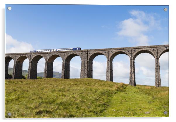 Train passing over the Ribblehead Viaduct  Acrylic by Jason Wells