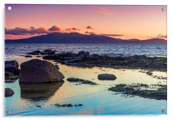 Arran Sunset Acrylic by Valerie Paterson