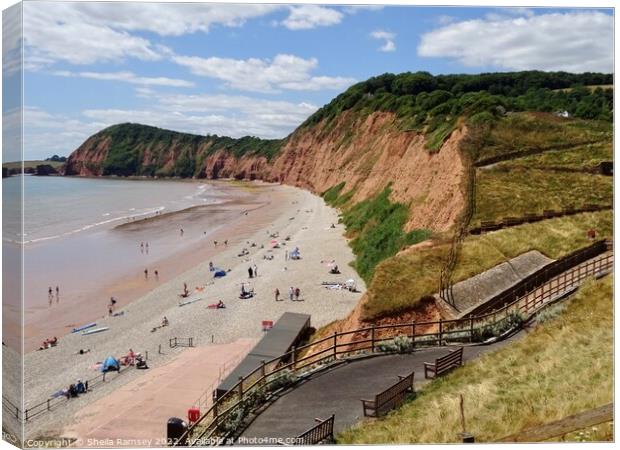 The Beach At Sidmouth Canvas Print by Sheila Ramsey