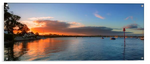 Sunset on the River Tamar, Saltash, Cornwall Acrylic by Maggie McCall