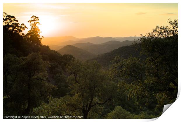 Sunset In the Mountains of Loule Print by Angelo DeVal