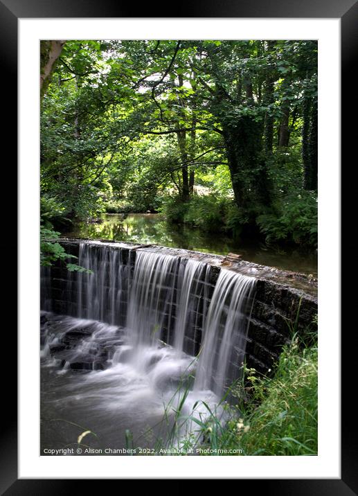 Huddersfield Woodland Waterfall  Framed Mounted Print by Alison Chambers