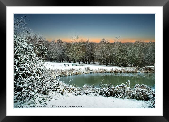 Snowy Landscape Barnsley  Framed Mounted Print by Alison Chambers