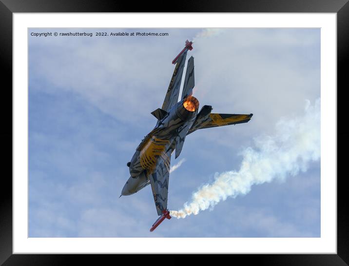 F-16 Tiger Turns And Burns Framed Mounted Print by rawshutterbug 
