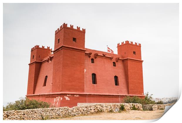 Red Tower in Mellieha Print by Jason Wells