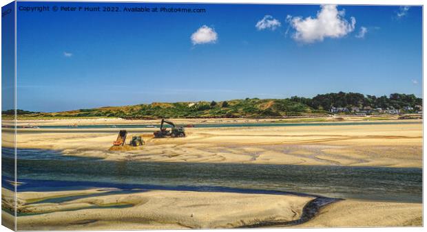 Working On The Sandbank Camel River Canvas Print by Peter F Hunt