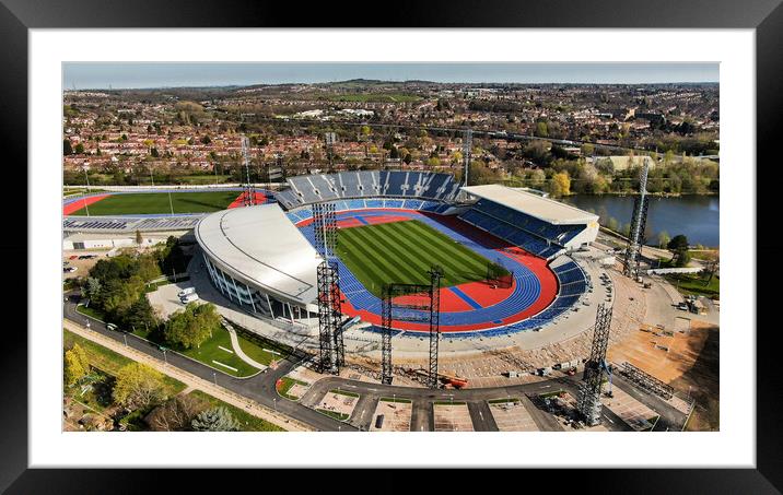 Alexander Stadium Aerial Perspective Framed Mounted Print by Catchavista 