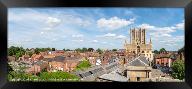 Lincoln cathedral in panoramic landscape Framed Print by Allan Bell