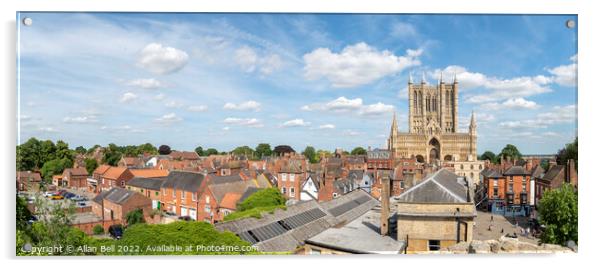 Lincoln cathedral in panoramic landscape Acrylic by Allan Bell