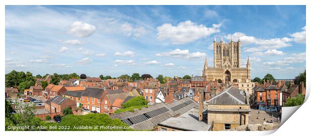 Lincoln cathedral in panoramic landscape Print by Allan Bell