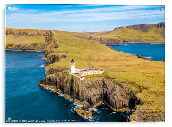 Neist Point Lighthouse, Isle of Skye, Scottish Highlands, Scotland - Beautiful Aerial Shot Acrylic by Dan Webster