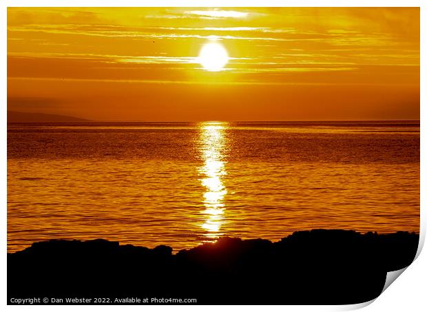 Beautiful Beach Sunset at Penmon Point, Anglesey, Wales Print by Dan Webster