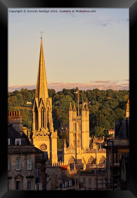 Last light catches St Michael's Church and the Bath Abbey Framed Print by Duncan Savidge