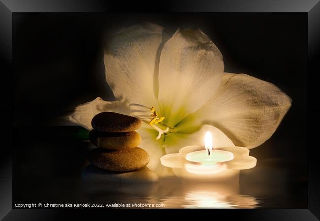 Candlit Spa Framed Print by Christine Kerioak