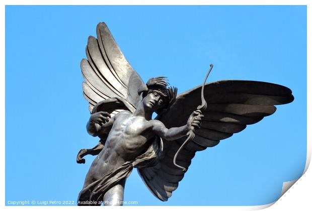 Statue of Eros, Piccadilly Circus, London.  Print by Luigi Petro
