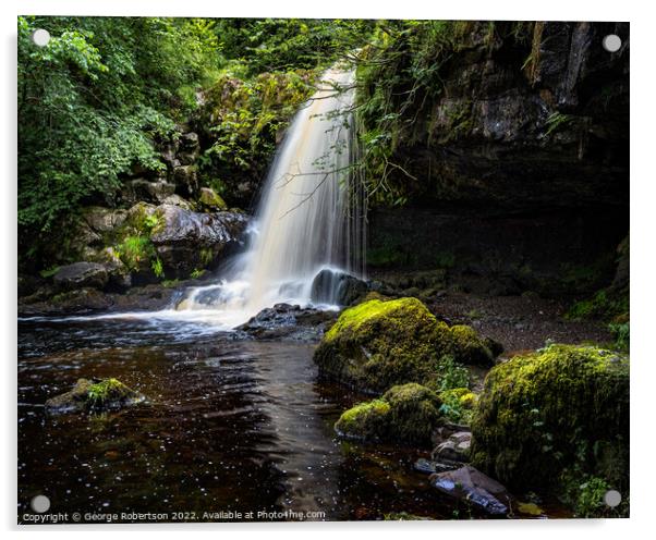 Campsie Glen Waterfalls Acrylic by George Robertson