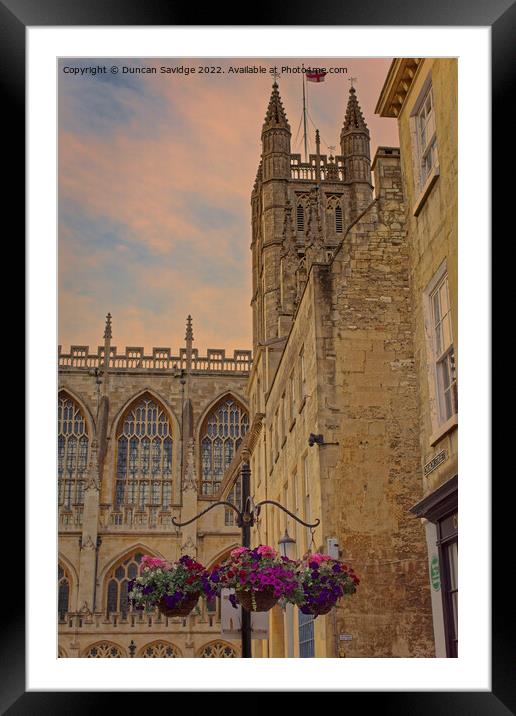 Floral display outside Bath Abbey Framed Mounted Print by Duncan Savidge