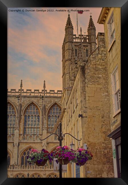 Floral display outside Bath Abbey Framed Print by Duncan Savidge