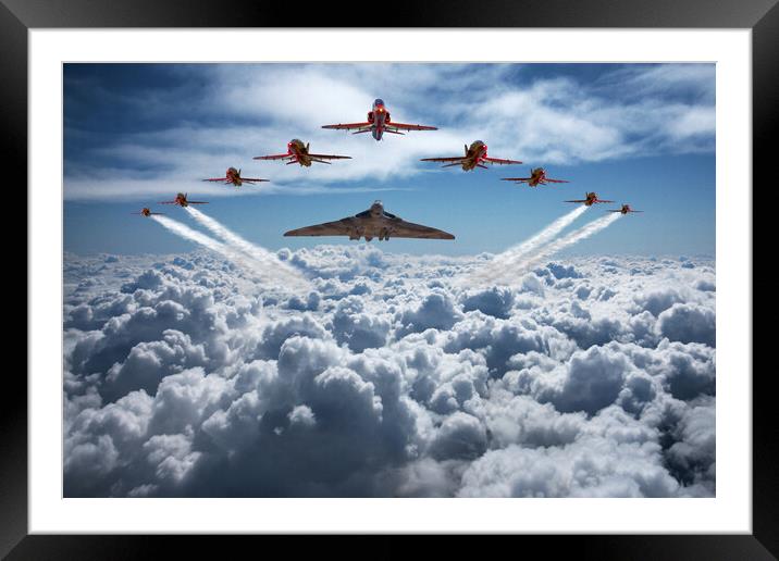  Vulcan and Red Arrows farewell flight Framed Mounted Print by Oxon Images