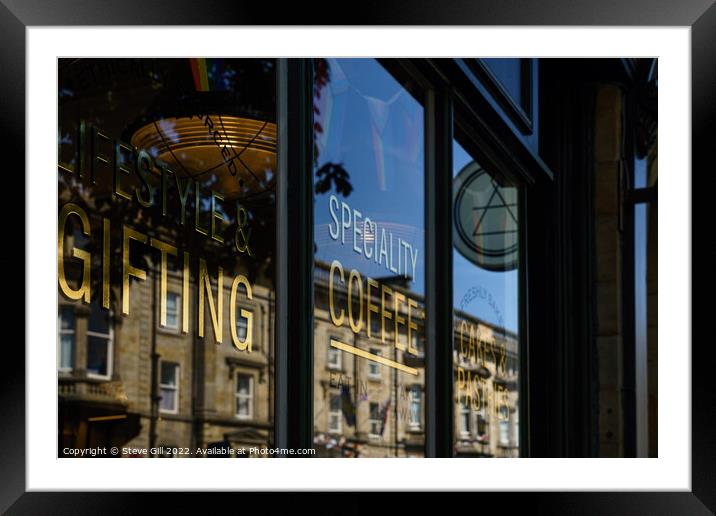 Speciality Coffee Shop Window Reflections. Framed Mounted Print by Steve Gill