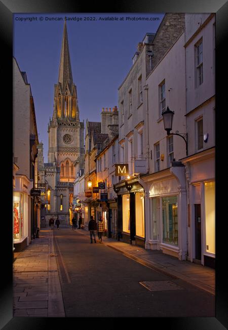 Green Street Bath and St Michael's Church blue hour Framed Print by Duncan Savidge