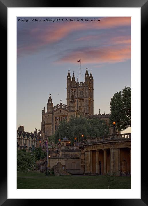 Pink Skies above Bath Abbey Framed Mounted Print by Duncan Savidge