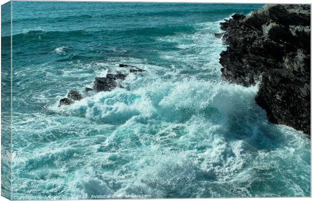 Crushing waves in Porto Covo Canvas Print by Angelo DeVal