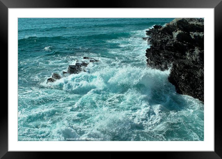 Crushing waves in Porto Covo Framed Mounted Print by Angelo DeVal