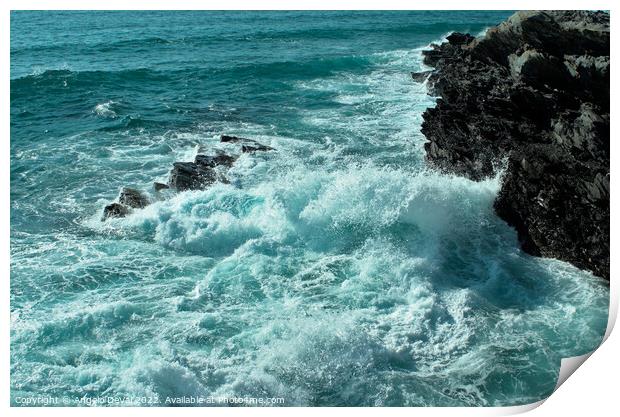 Crushing waves in Porto Covo Print by Angelo DeVal