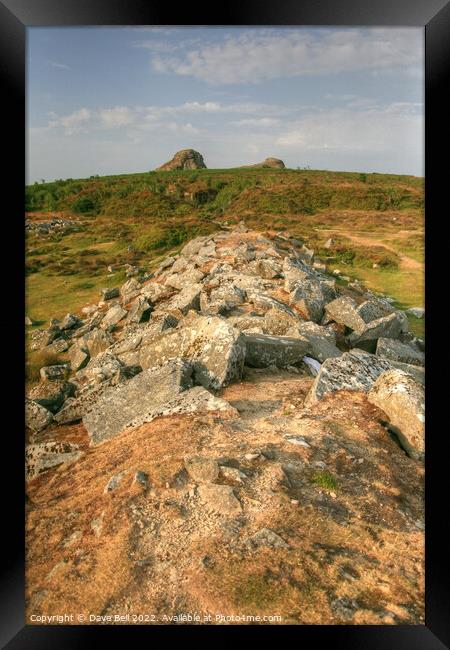 Haytor  Outdoor stone rock  pile Framed Print by Dave Bell