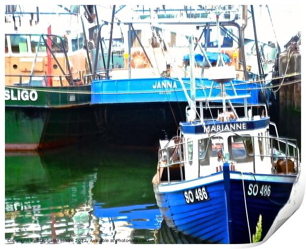 Fishing boats in Sligo, Ireland Print by Stephanie Moore