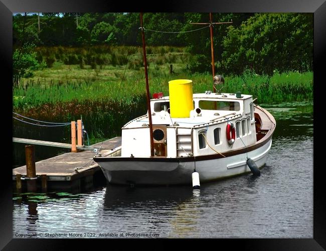 Docked boat in Fermanagh, Northern Island Framed Print by Stephanie Moore