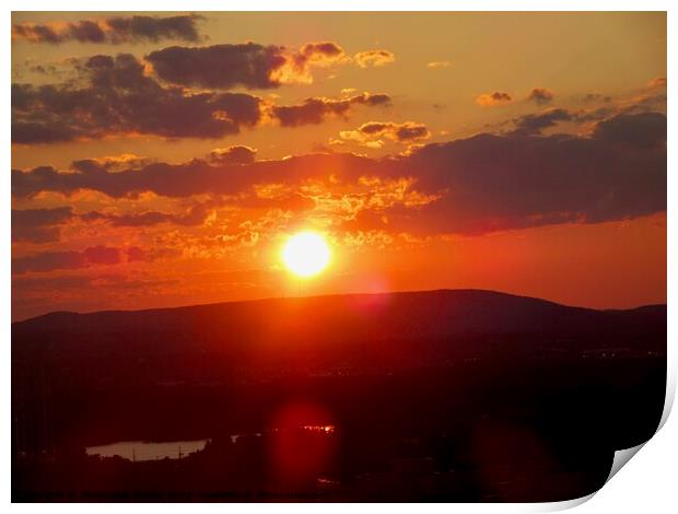 Late evening sunset Print by Stephanie Moore