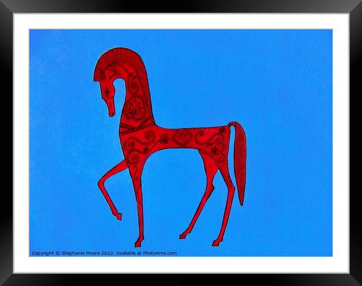Red Etruscan Horse Framed Mounted Print by Stephanie Moore