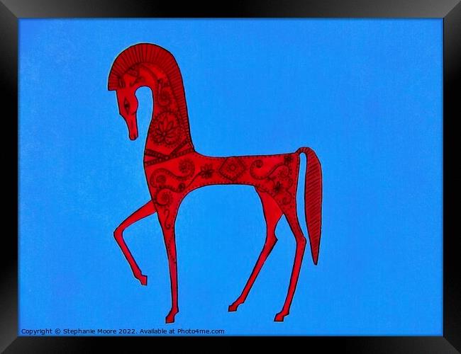 Red Etruscan Horse Framed Print by Stephanie Moore