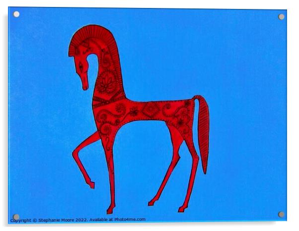 Red Etruscan Horse Acrylic by Stephanie Moore
