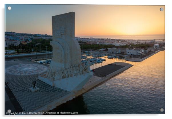 The Padrao dos Descobrimentos (monument to the portugueses discoveries) at dawn by tejo river Acrylic by Paulo Rocha