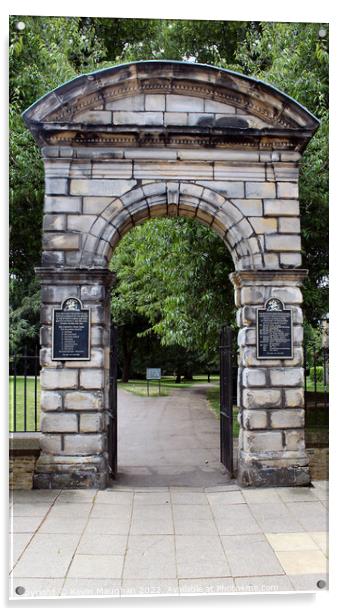 Commemorating Heroes: Hexham Park Entrance Arch Acrylic by Kevin Maughan
