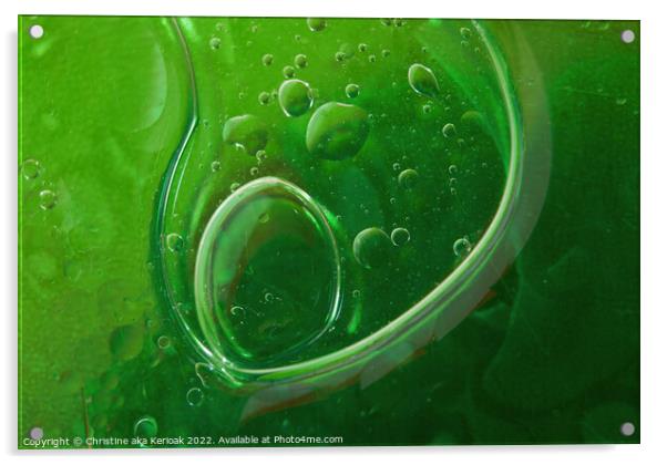 Pregnant Green Bubbles Acrylic by Christine Kerioak