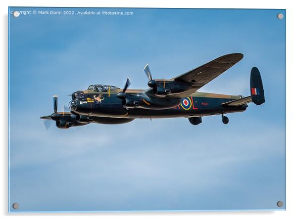 Lancaster Bomber in Flight Acrylic by Mark Dunn