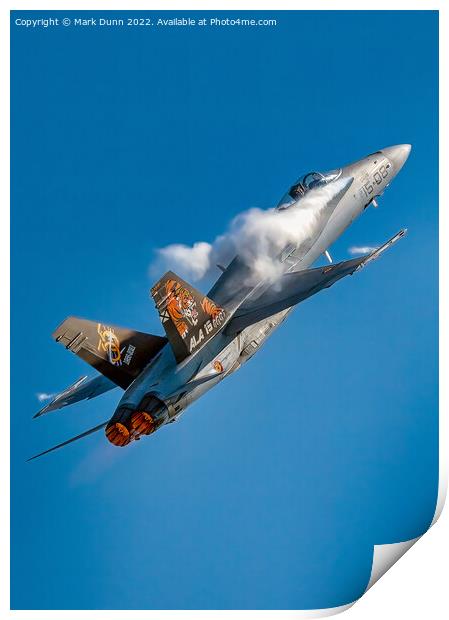 F18 Eagle Aircraft in flight with smoke Print by Mark Dunn
