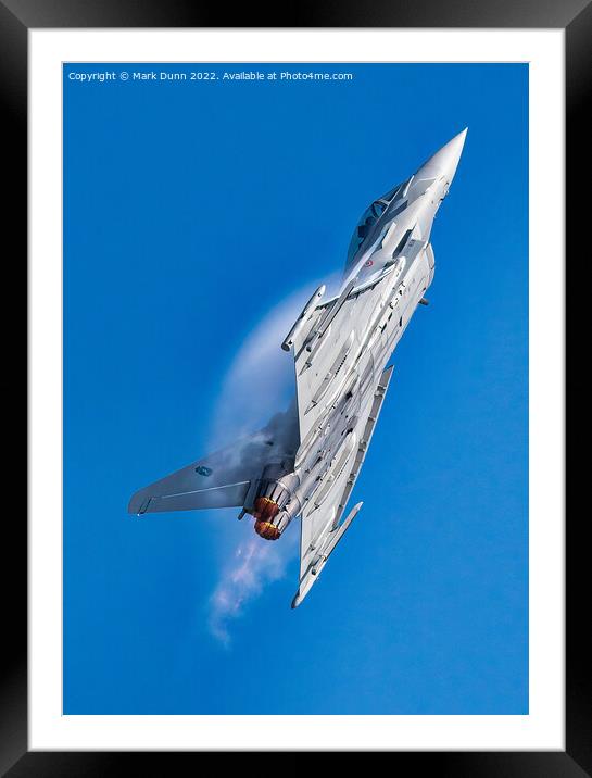 Military Jet Aircraft climbing with vapour on wings Framed Mounted Print by Mark Dunn