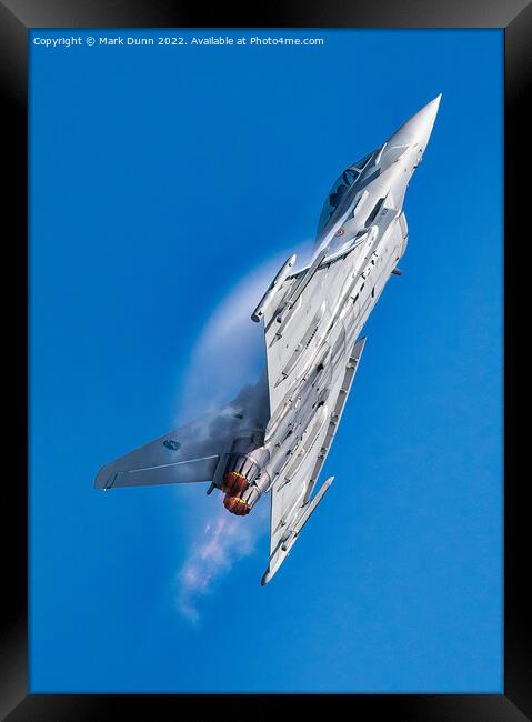 Military Jet Aircraft climbing with vapour on wings Framed Print by Mark Dunn