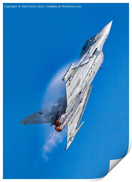 Military Jet Aircraft climbing with vapour on wings Print by Mark Dunn