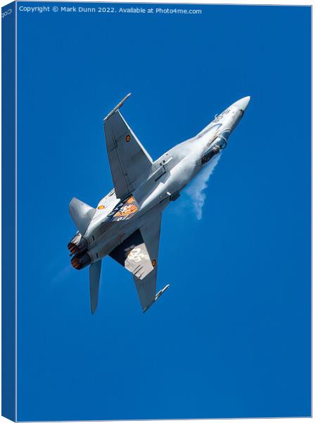 F18 Fighter Jet in flight Canvas Print by Mark Dunn