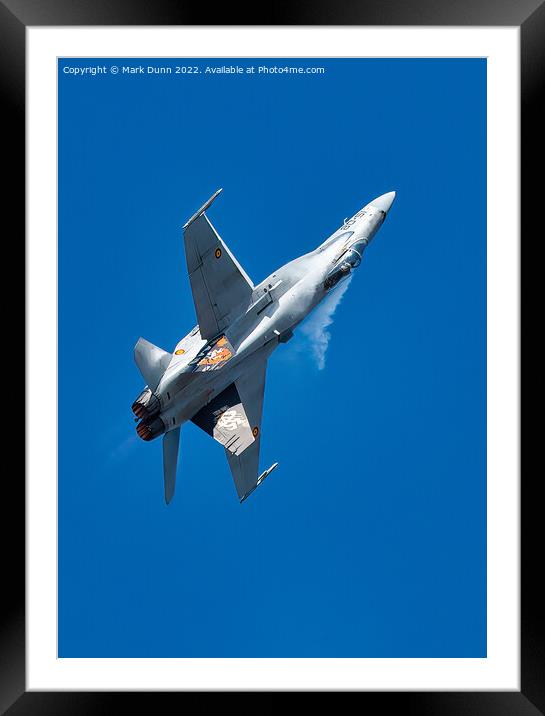 F18 Fighter Jet in flight Framed Mounted Print by Mark Dunn