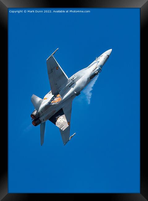 F18 Fighter Jet in flight Framed Print by Mark Dunn